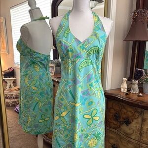 Lilly Pulitzer Resort Halter Dress in Blue and Green